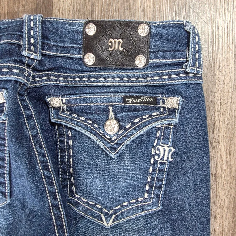 Miss‎ Me Bootcut Jeans JPW5066-2 Dark Wash Embellished Flap Pocket Womens 31